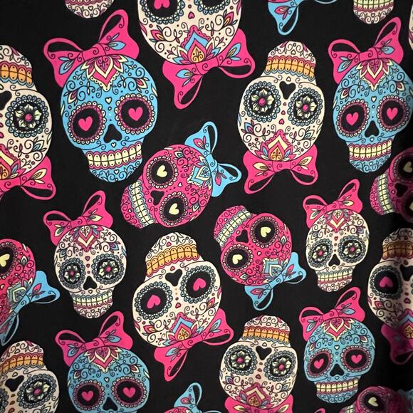 Women’s Junior Y2k Halloween Mexican Sugar Skull Colorful Super Soft Top Large - Picture 11 of 11